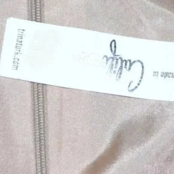 NWT Trina Turk Black Tan Beige Abstract Geometric Animal Print Silk Dress L 12 - Picture 10 of 10